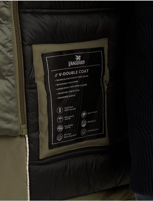 Vanguard Winterjas Donker groen enkele borstzak rits en knoop