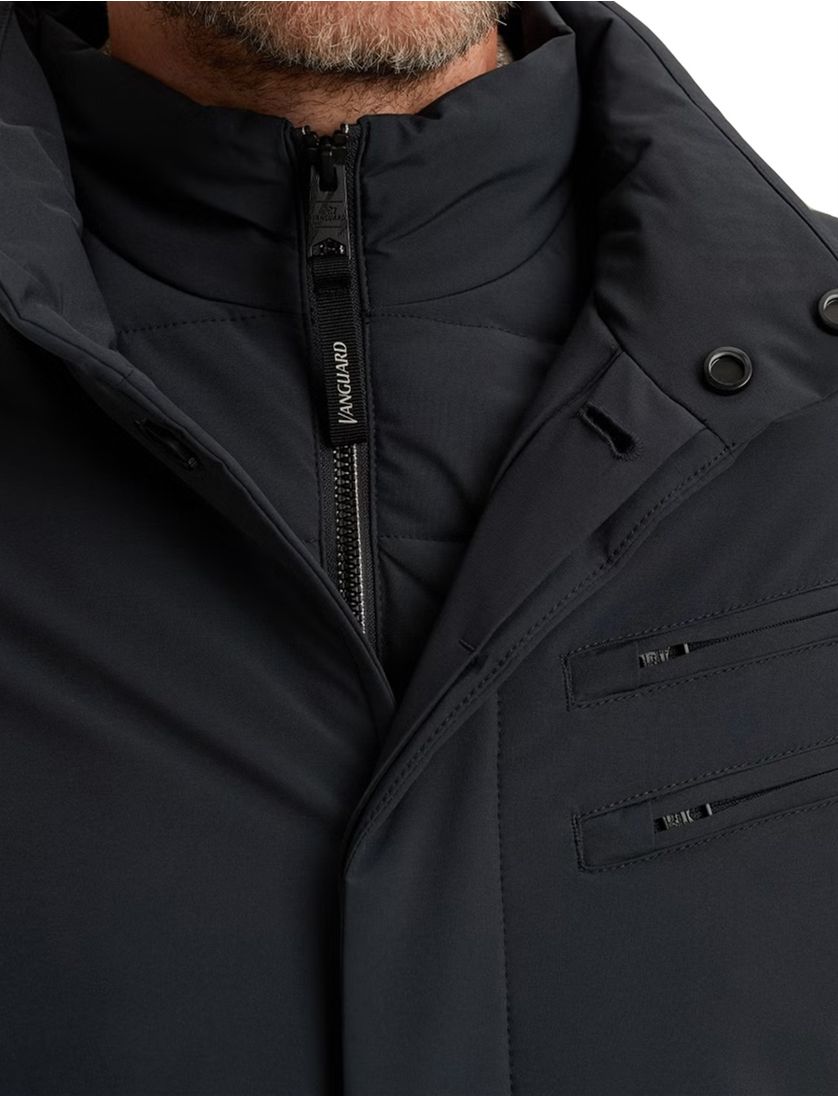 Winterjas Vanguard Donkerblauw dubbele borstzak