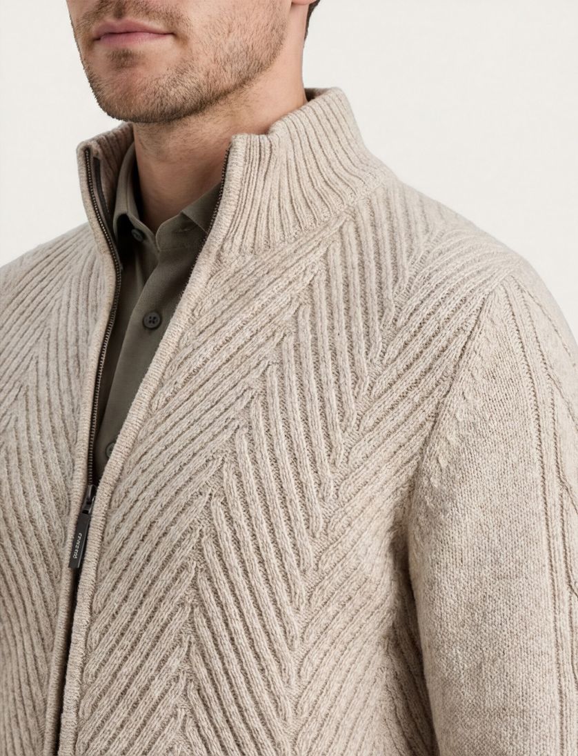 Gemeleerd creme sweatvest Vanguard normale fit