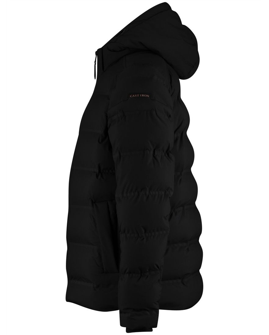 Cast Iron winterjas effen zwart capuchon normale fit