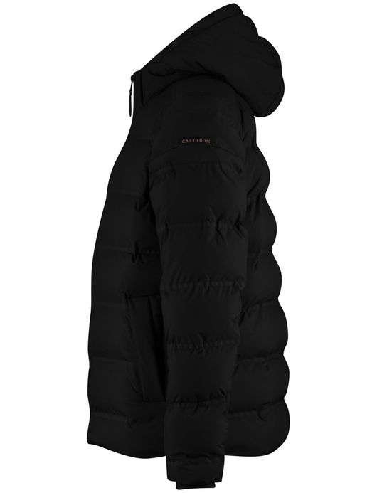 Cast Iron winterjas zwart effen gewatteerd