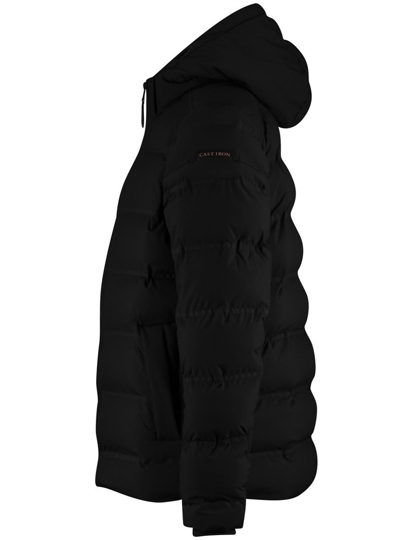 Cast Iron winterjas zwart gewatteerd normale fit