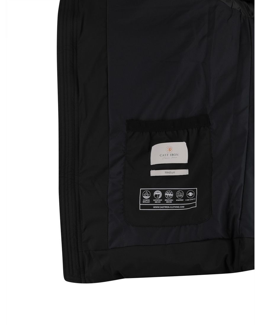 Cast Iron winterjas effen zwart capuchon normale fit