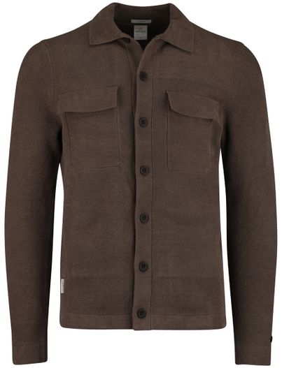 Cast Iron Cast Iron bruin effen overshirt normale fit