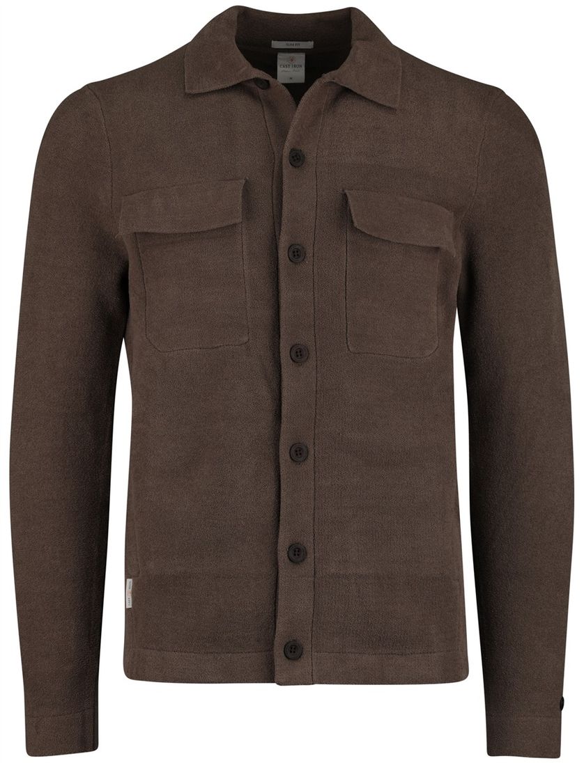 Cast Iron bruin effen overshirt normale fit
