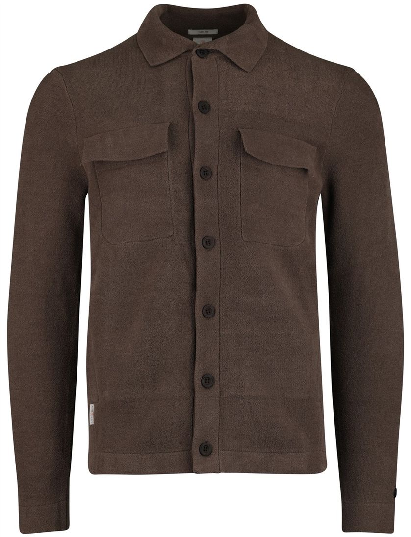 Cast Iron bruin effen overshirt normale fit