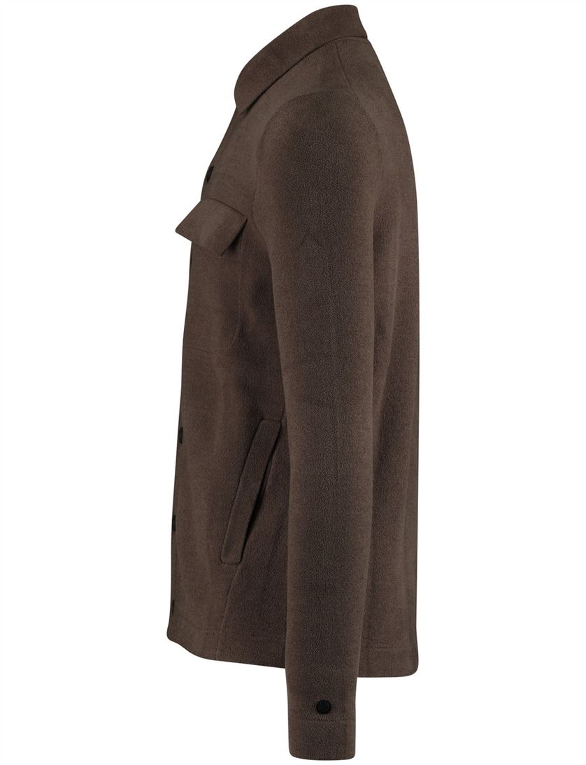 Cast Iron bruin effen overshirt normale fit