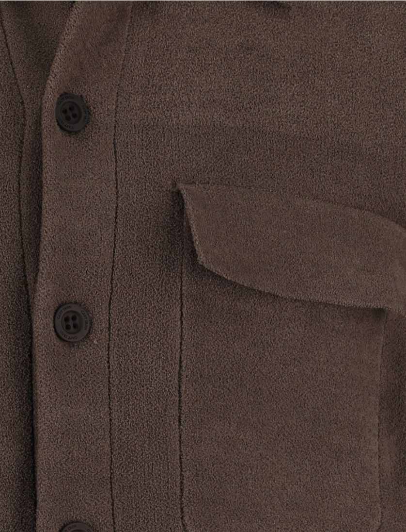 Cast Iron bruin effen overshirt normale fit