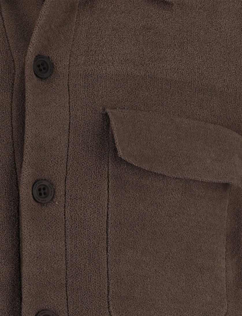 Cast Iron bruin effen overshirt normale fit