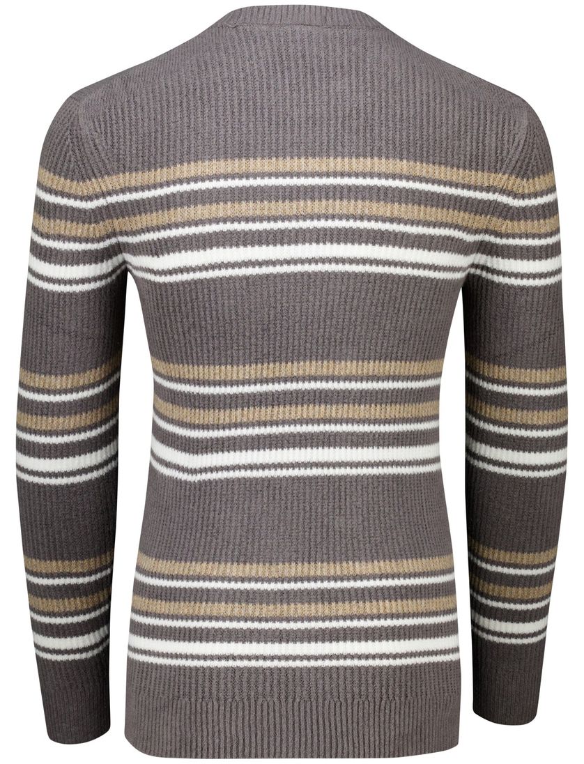 Cast Iron grijs gestreept trui normale fit