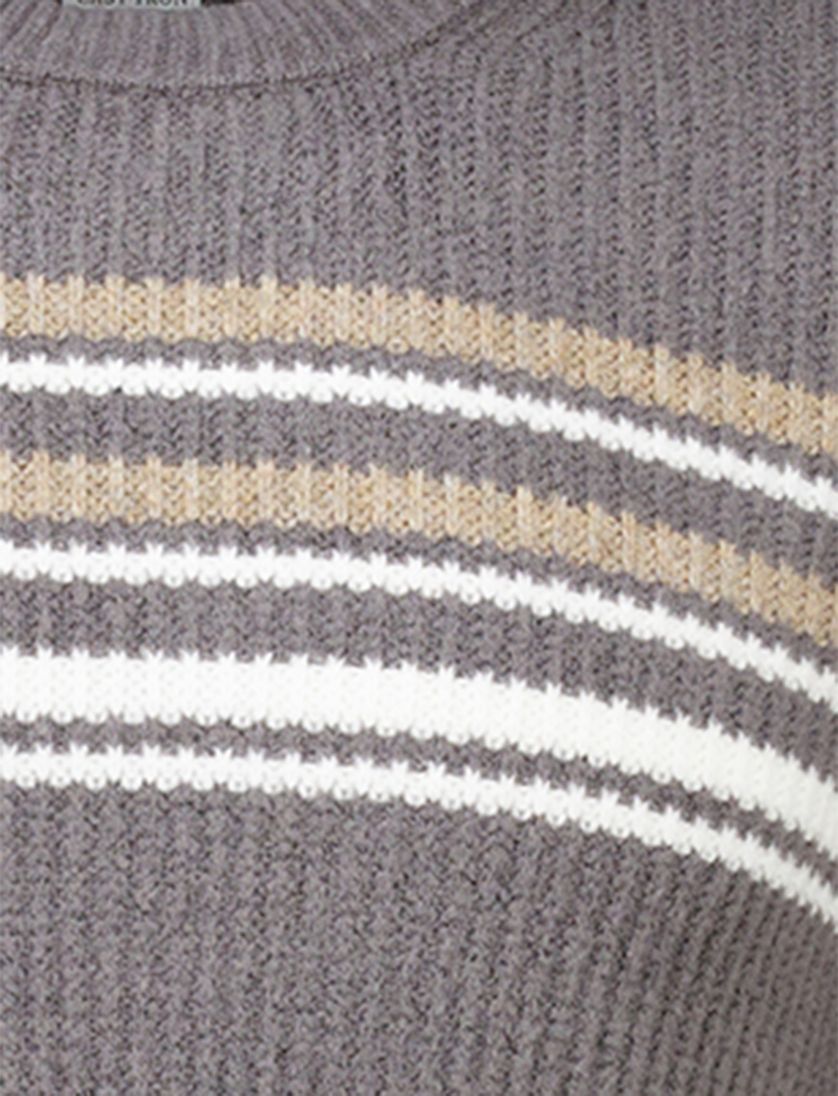 Cast Iron grijs gestreept trui normale fit