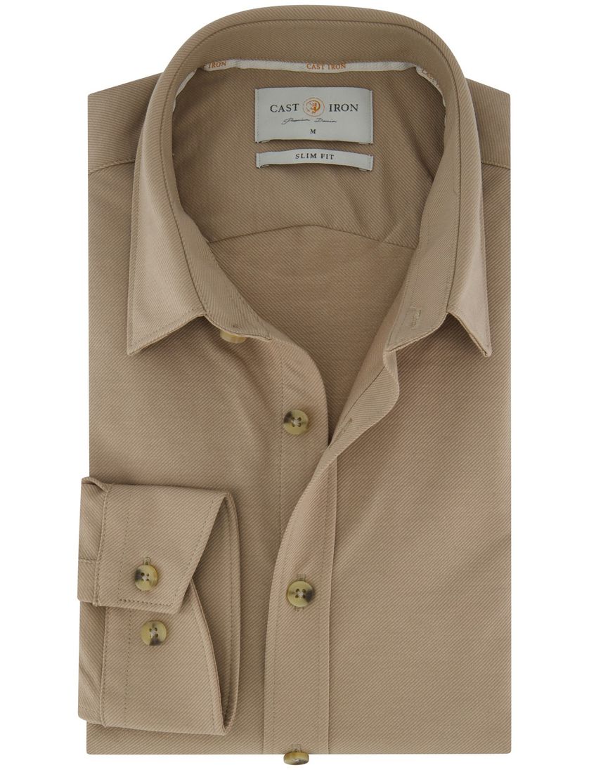 Cast Iron overhemd Twill Jersey beige