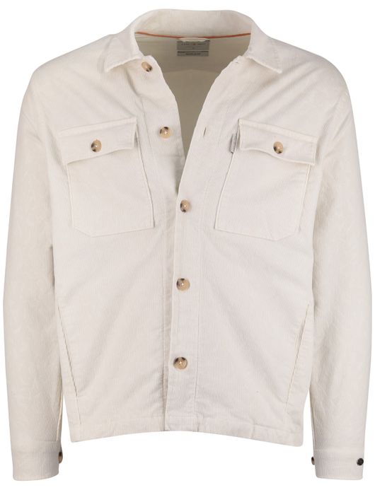 Cast Iron overshirt creme effen normale fit