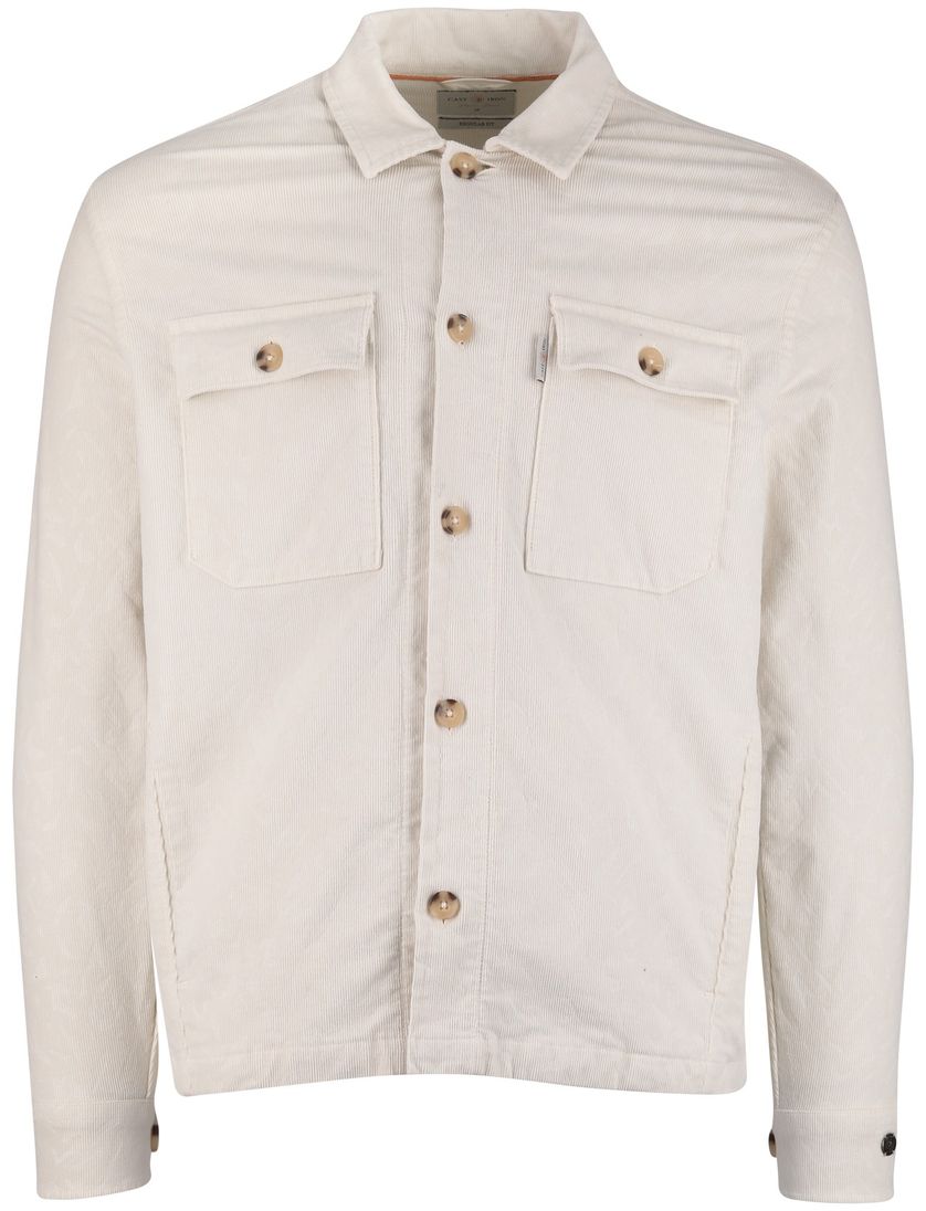 Cast Iron overshirt normale fit effen creme