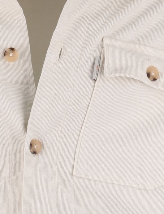 Cast Iron overshirt creme effen normale fit