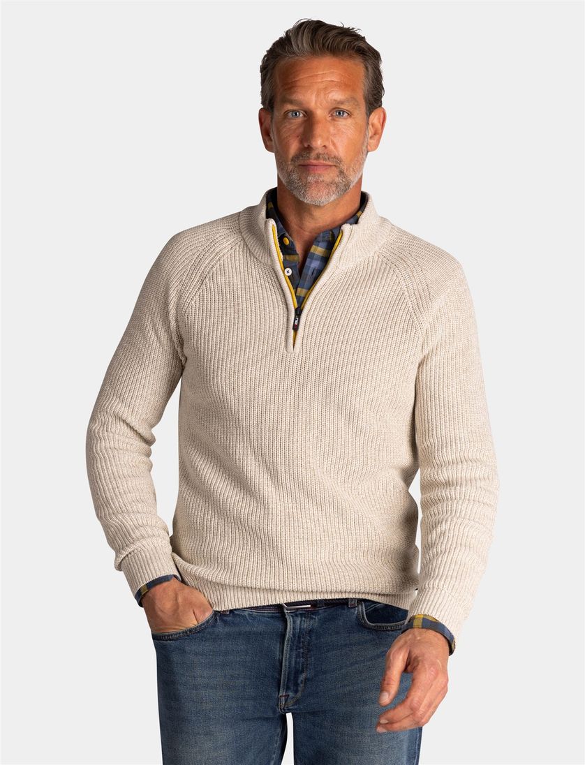 trui New Zealand beige half zip