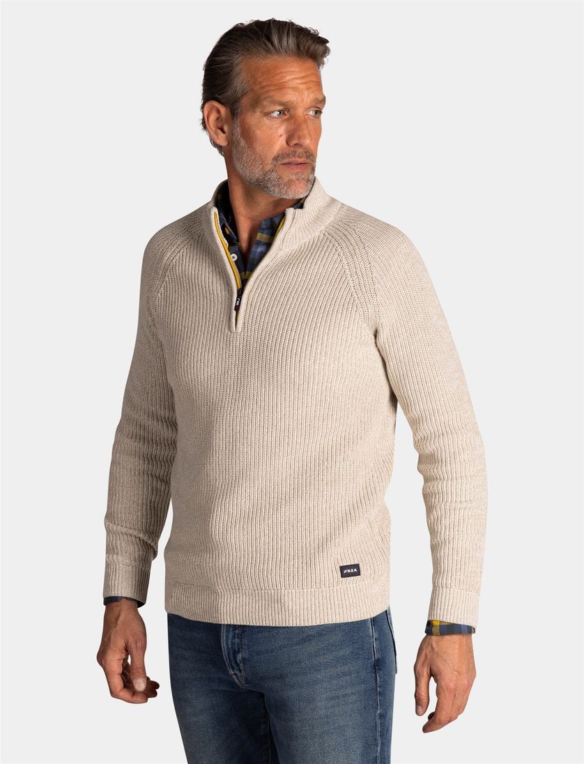 trui New Zealand beige half zip