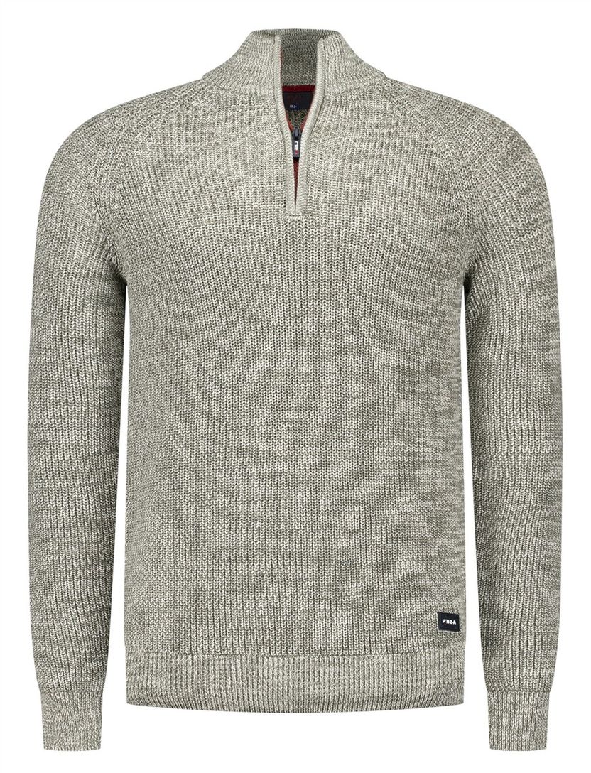 trui New Zealand groen gebreid half zip