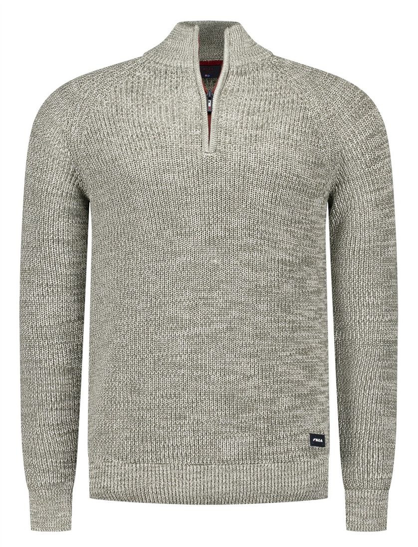 trui New Zealand groen gebreid half zip