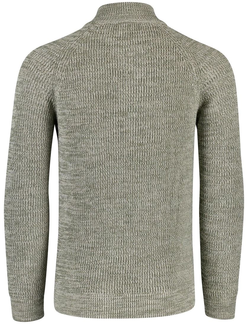 trui New Zealand groen gebreid half zip