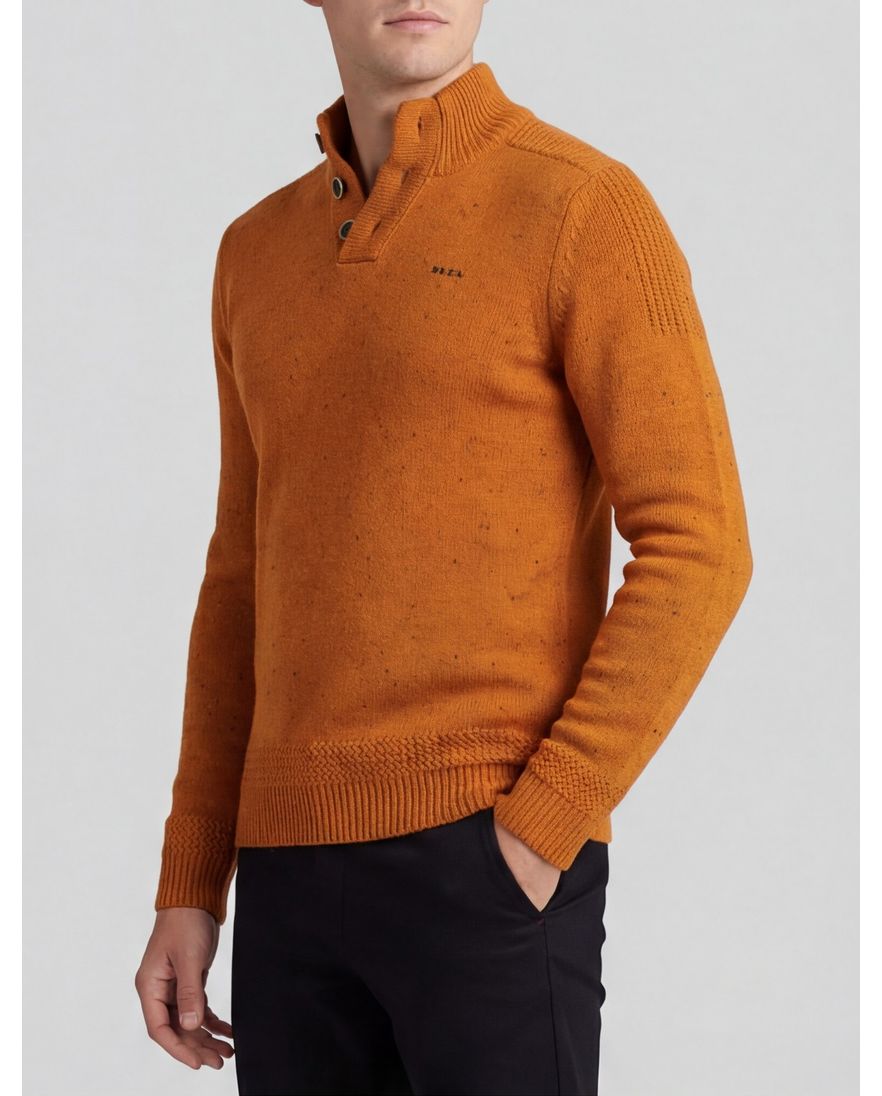 NZA 3 knopen trui oranje katoen