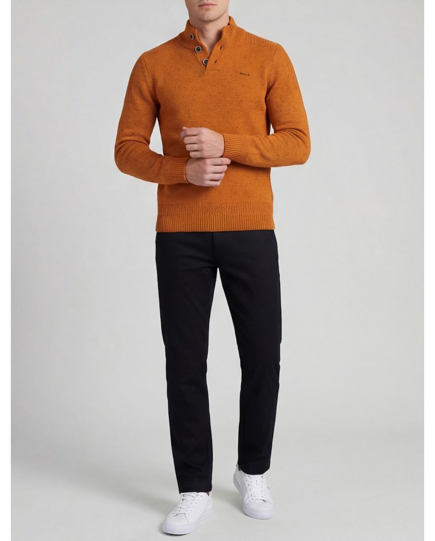 NZA 3 knopen trui oranje katoen