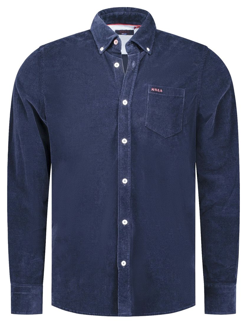 casual overhemd New Zealand Victor donkerblauw corduroy