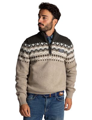 New Zealand NZA trui beige half zip gebreid