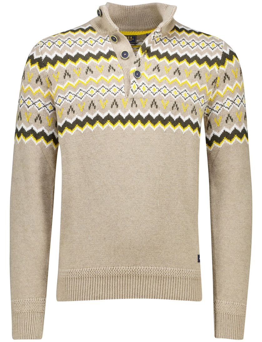 Trui New Zealand beige knopen geprint