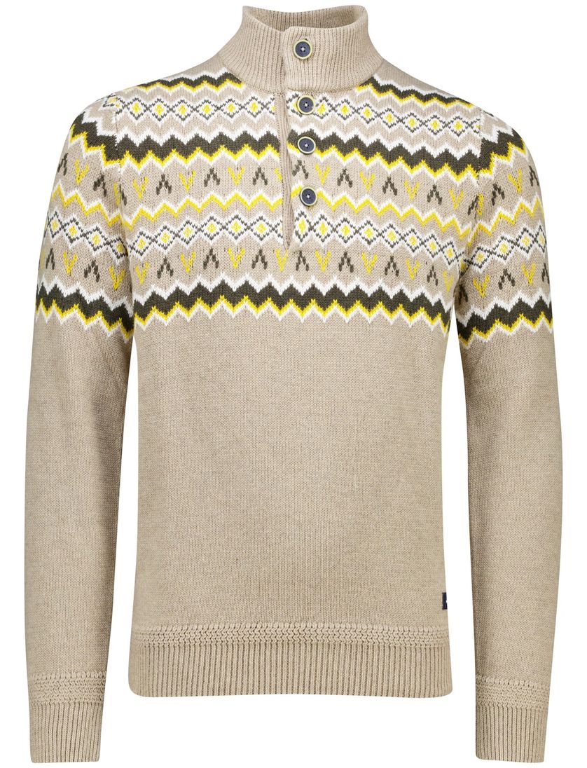 Trui New Zealand beige knopen geprint