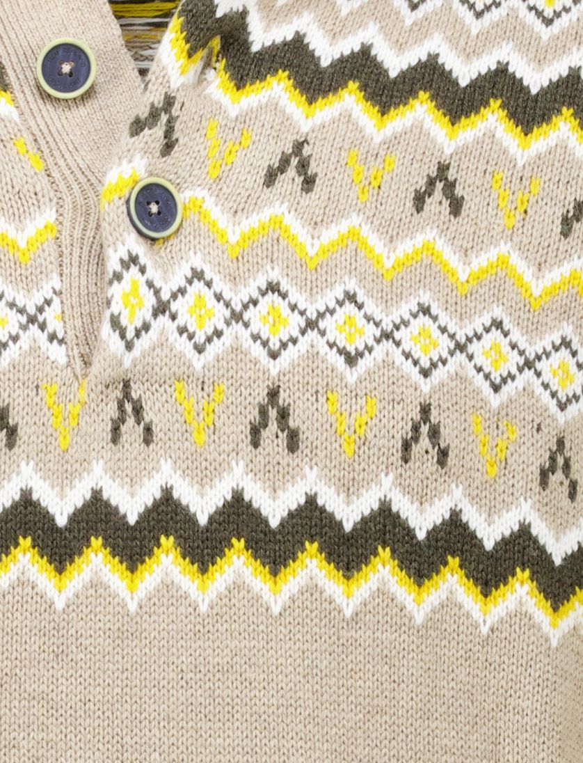 Trui New Zealand beige knopen geprint