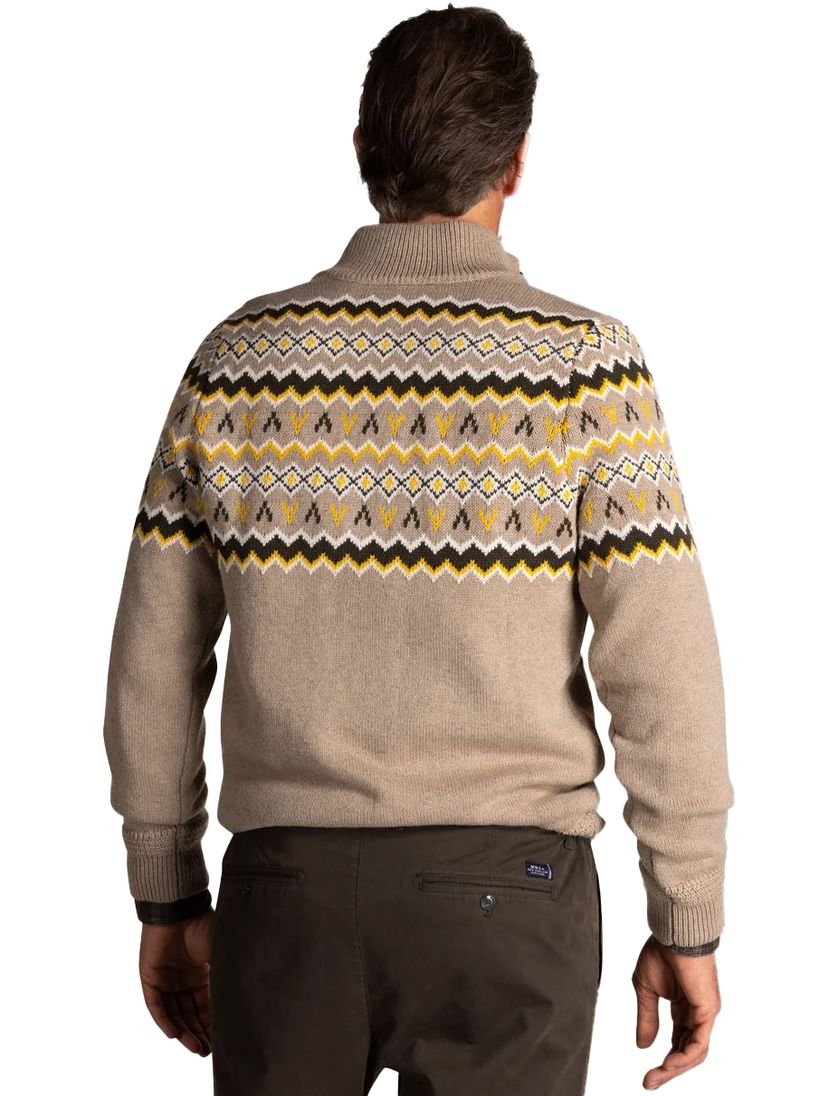 Trui New Zealand beige knopen geprint