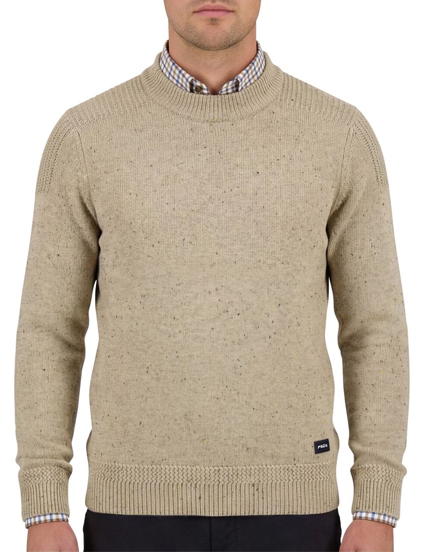 Trui New Zealand Melange beige ronde hals