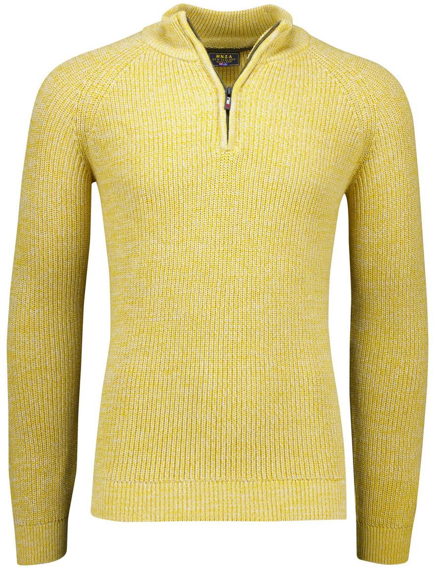 NZA gebreide half zip trui gemêleerd geel katoen
