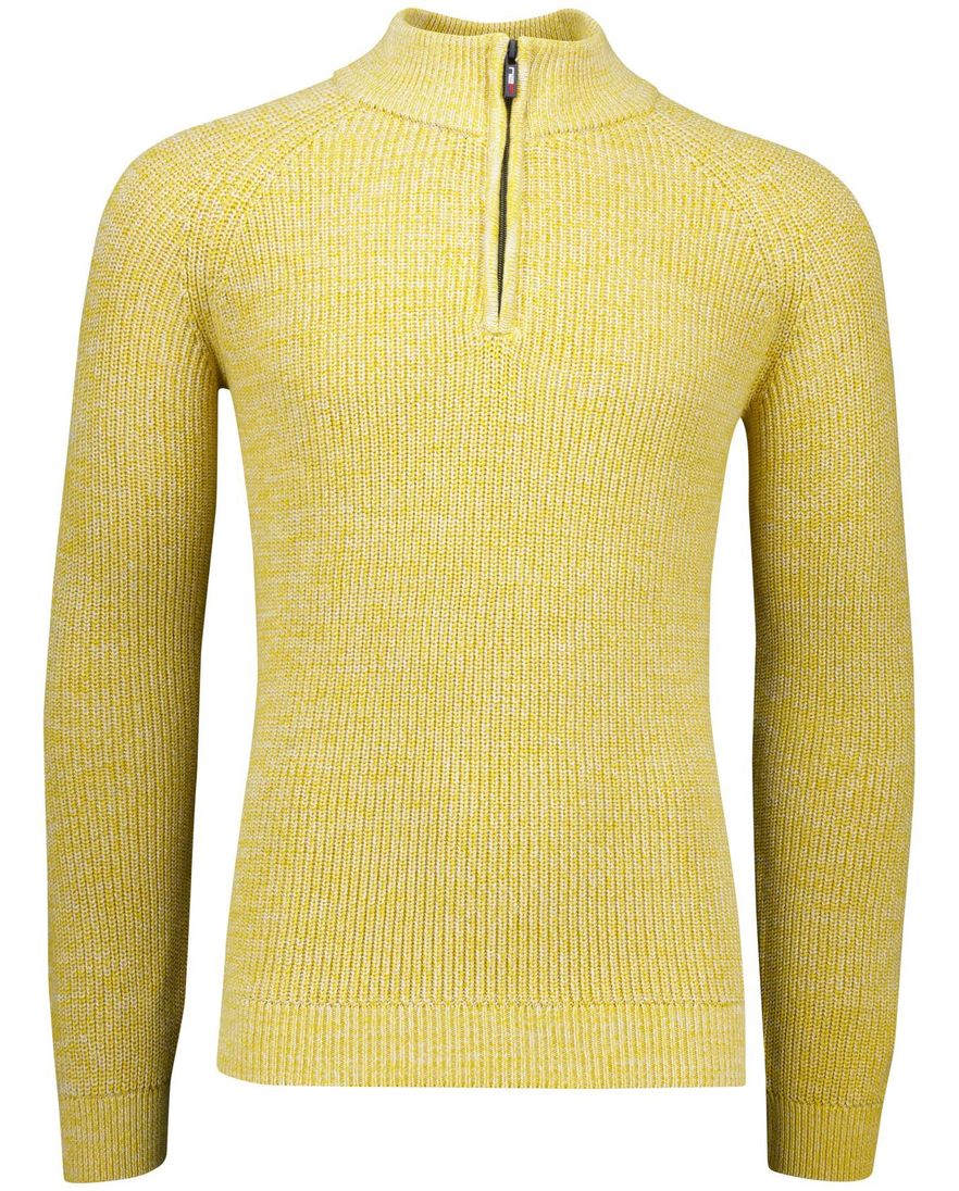New Zealand trui half zip gemeleerd geel