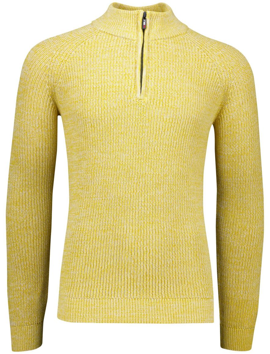 NZA gebreide half zip trui gemêleerd geel katoen