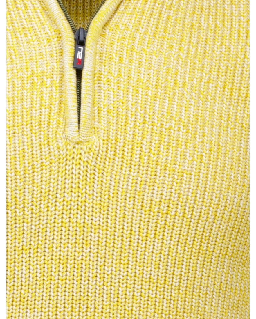 New Zealand trui half zip gemeleerd geel