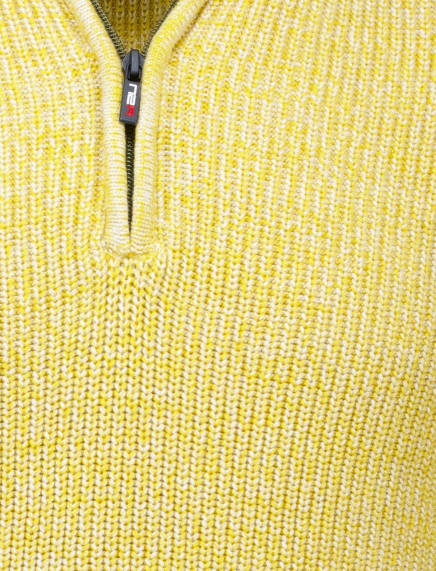 NZA gebreide half zip trui gemêleerd geel katoen