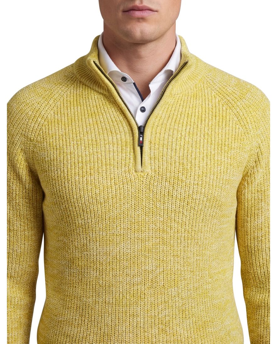 New Zealand trui half zip gemeleerd geel