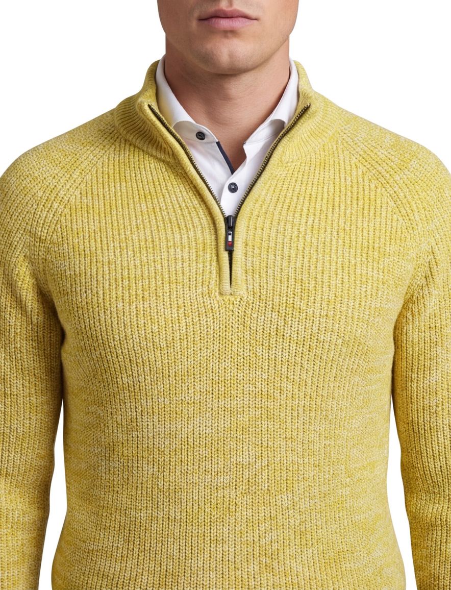 NZA gebreide half zip trui gemêleerd geel katoen