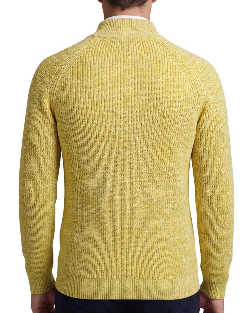 New Zealand trui half zip gemeleerd geel