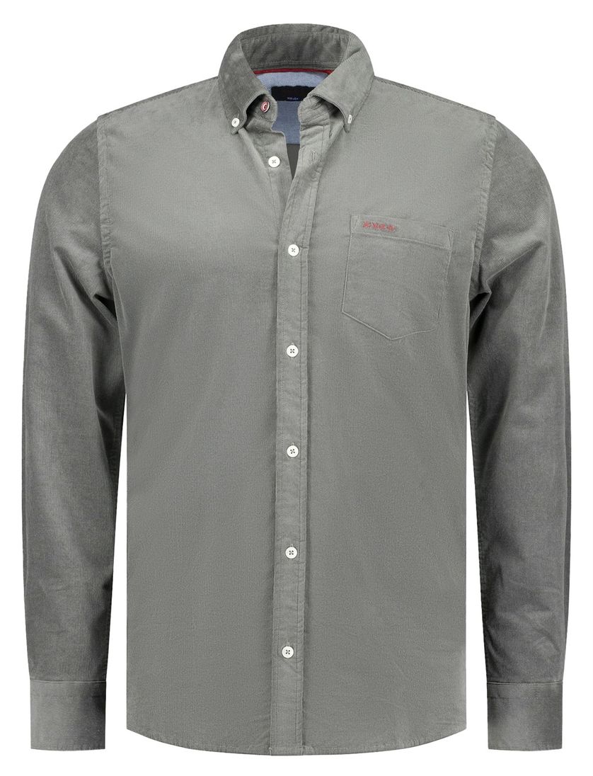 NZA overhemd corduroy grijs regular fit