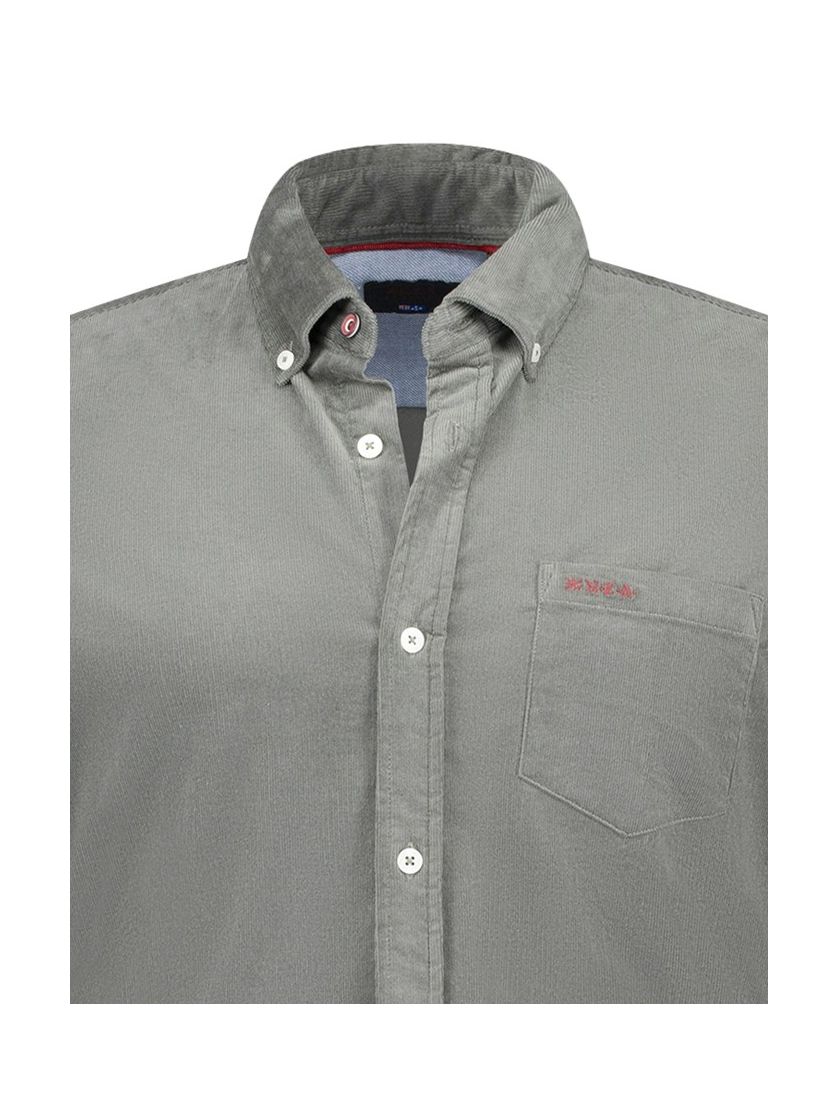 NZA overhemd corduroy grijs regular fit