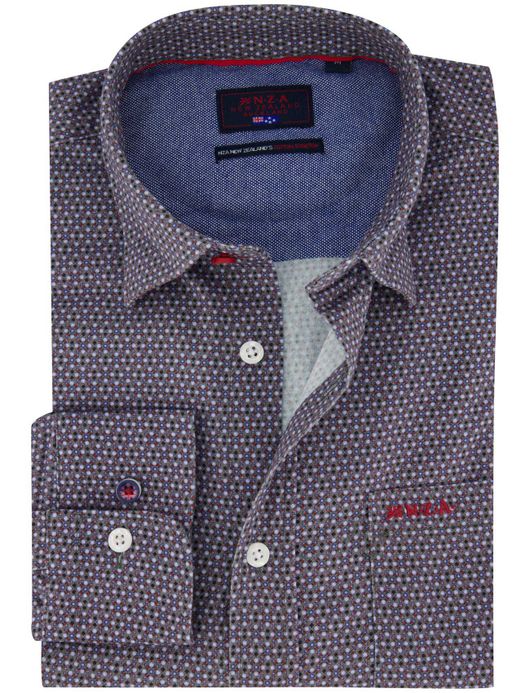 NZA overhemd grijs geprint