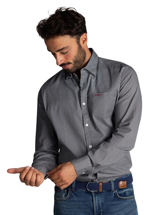 NZA overhemd grijs geprint