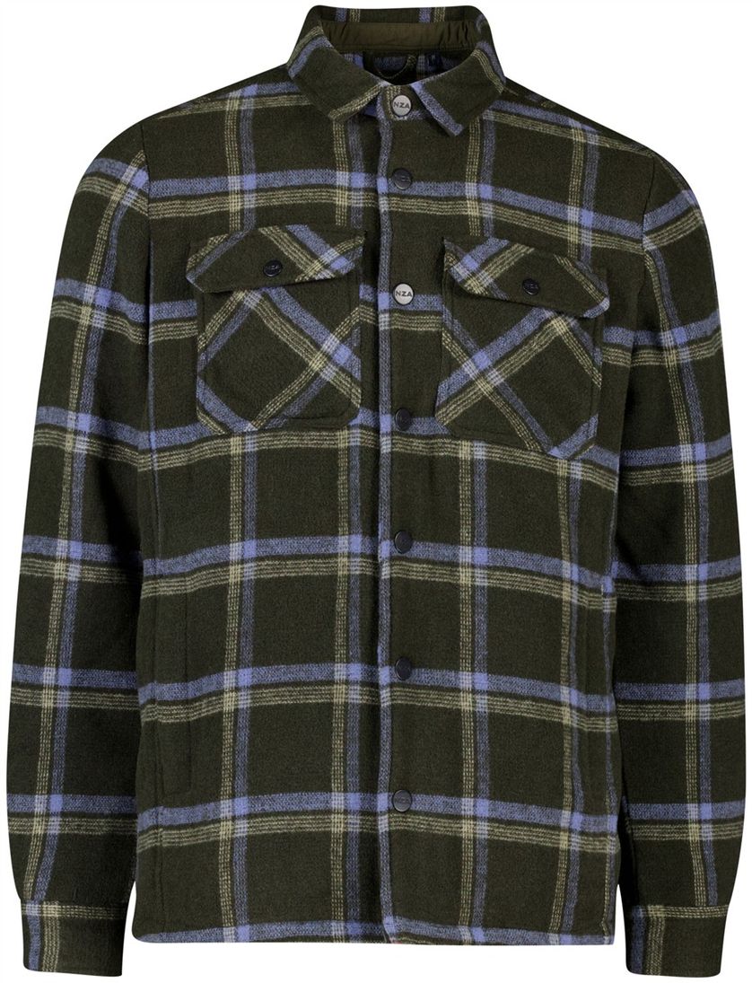 NZA overshirt groen geruit polyester
