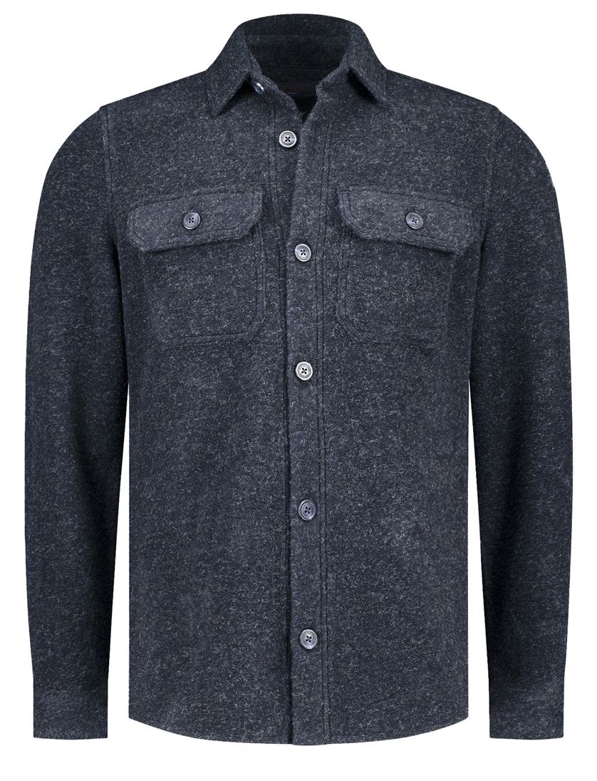 NZA overshirt navy gemêleerd regular fit wol
