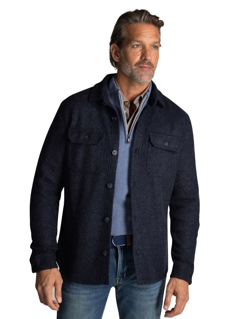 NZA overshirt navy gemêleerd regular fit wol