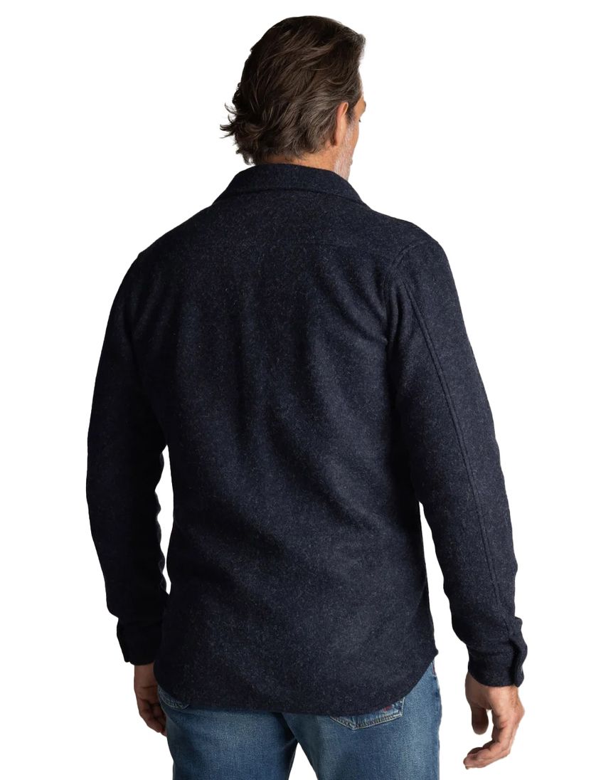 NZA overshirt navy gemêleerd regular fit wol