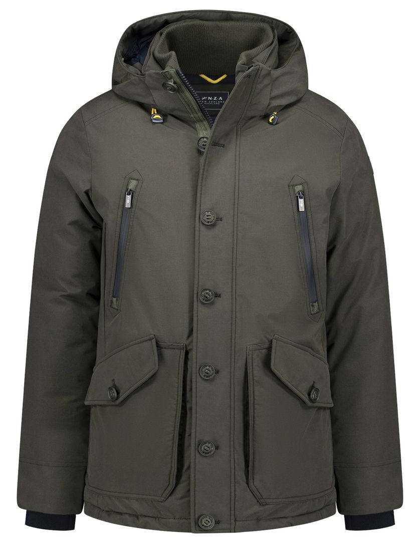 NZA parka groen effen knopen